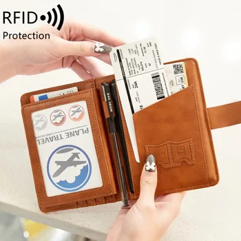 Корици за паспорти от изкуствена кожа, преносима анти-кражба четка, Многофункционална чанта за съхранение на документи, защитен калъф за чантата си, пътен