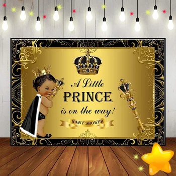 Принц Фон Короната Украса за Рожден Ден Банер Фотофоны Син Златна Снимка Трона Фон за парти в чест на рождения Ден на Кралския