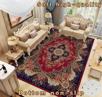 Ретро персийски червения килим в хола, луксозни американски меки подложки за гардероб, нескользящий мат голяма площ от леглото в спалнята