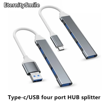 На 3.0 Хъб 4 USB Порта Мультиразветвитель OTG Адаптер Type C USB захранващ Адаптер за Macbook Xiaomi Lenovo PC Аксесоари За Преносими Компютри