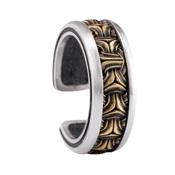 Нов прием на Цялостния дизайн знак Злато, Сребро Сблъсък мъже Отваряне на пръстена на пръста си Индивидуалност Мъжки пръстен S925 Бижута Регулируема