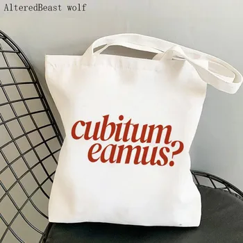 Дамски чанта през рамо Cubitum Eamus Harajuku custom Shopping Холщовая пазарска чанта дамска чанта-тоут Shopper Bag Lady