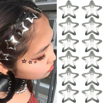 10 бр. Сладки метални щипки за коса в стил Silver Star Girl Y2k за жени