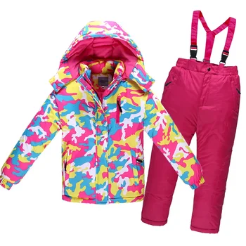 Зимни детски снежен костюм с качулка 2024 година, топли спортни комплекти дрехи за малки момчета, ски дрехи за деца и момичета, на 2 предмета, детски дрехи, облекло