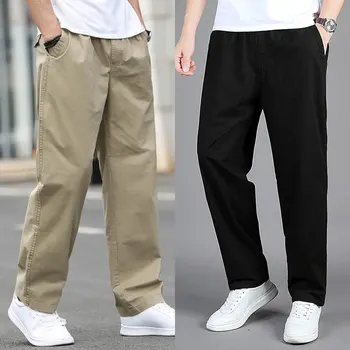 Мъжки работно облекло, ежедневни спортни памучни панталони-с карго джоб, Свободни Преки гъвкави работни панталони, спортни панталони за джогинг, Размер XL-3XL