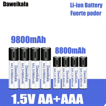 AA + AAA USB акумулаторна батерия AA 1.5v9800 ма/AAA 8800 mah играчка литиево-йонна батерия часовник MP3-плейър термометър + безплатна доставка