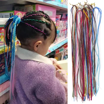 Детско представа, заплетенное в конска опашка, цветни въже за удължаване на косата