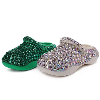 Луксозни дизайнерски чехли с кристали за жени, меки сандали Cloud с дебела подметка, Летни плажни джапанки на платформа 2023 година
