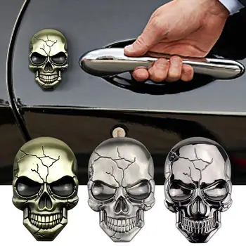 3D стикери с черепа, хромирани призрачная емблема, главата на черепа, метален стикер за автомобил, тежкотоварни иконата на мотоциклет, оформяне на врати