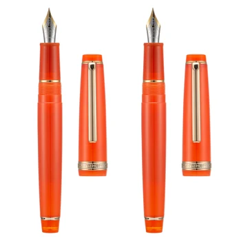 Комплект за писане Jinhao 82 с перьевой дръжка EF & F Nibs от смола, 2 броя, прозрачно Оранжев със златен клипс